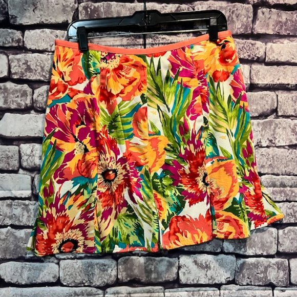 Bandolino Floral Multicolored A-Line Skirt Size 12P - Picture 5 of 9